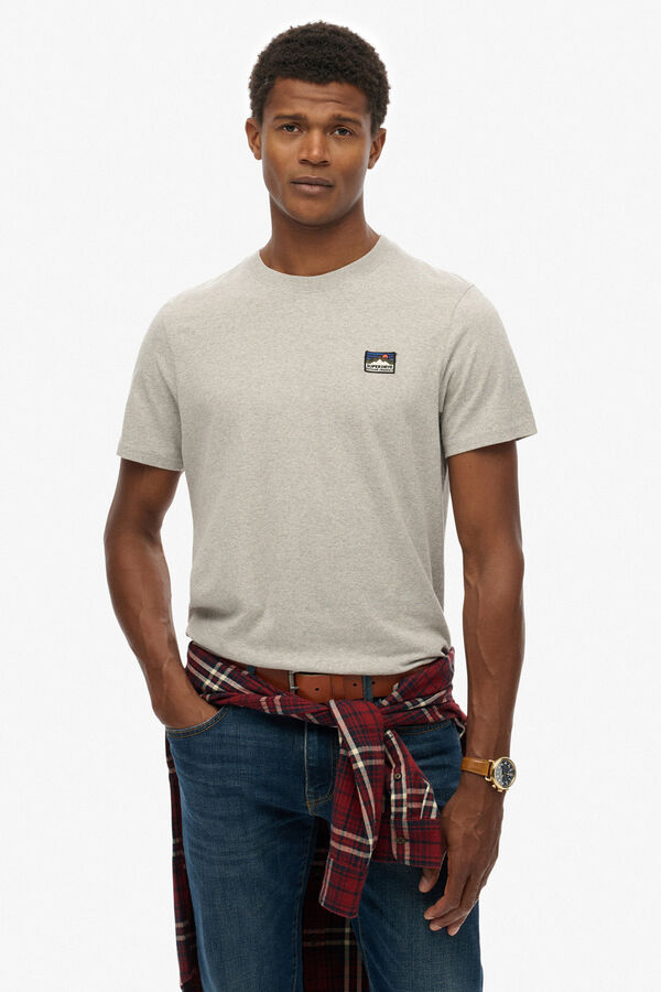Superdry Camiseta de manga manga curta com gola redonda cinzento