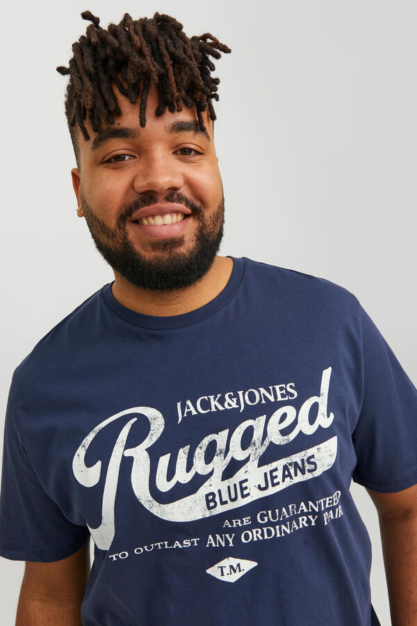 Jack & Jones PLUS T-shirt de manga curta slim em algodão sustentável PLUS azul