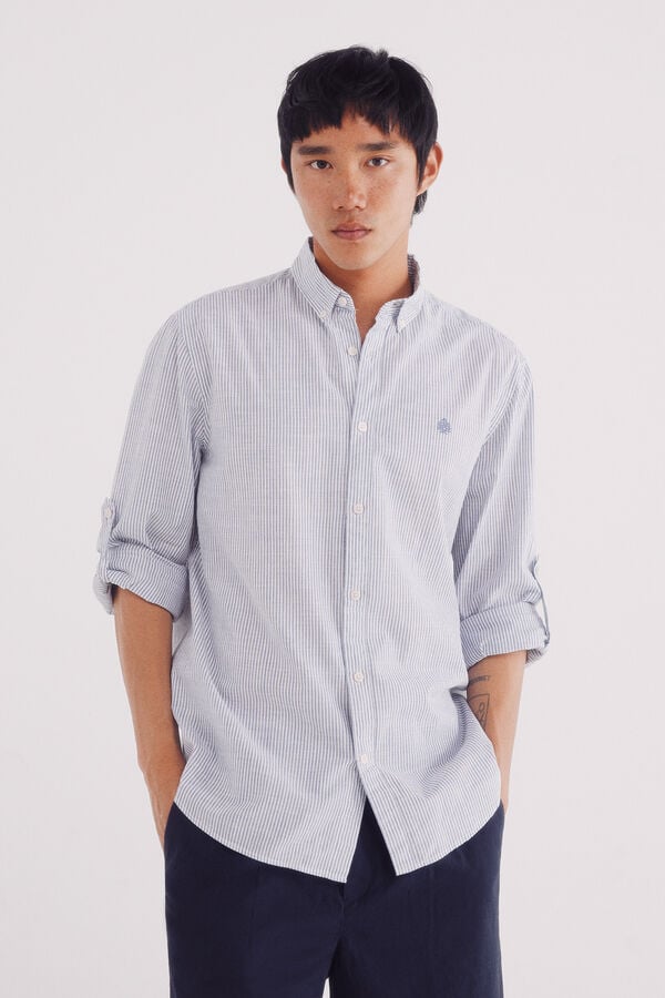 Springfield Camisa cotton slub rayas azul