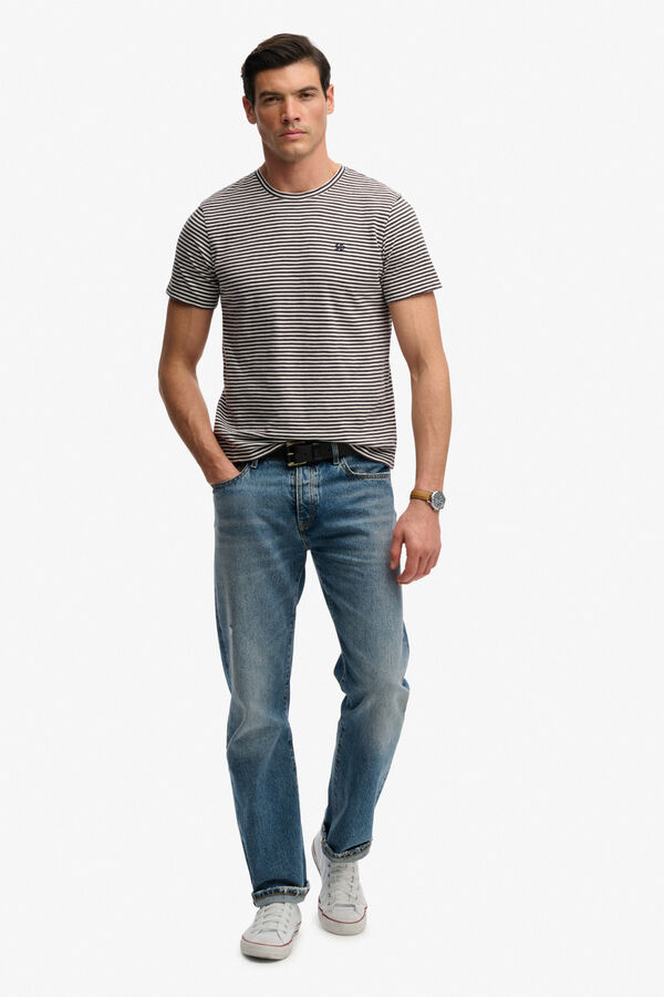 Superdry T-shirt manga curta &agrave;s riscas branco