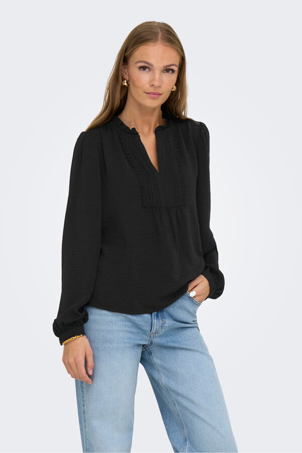 JDY Fluid long sleeve blouse black