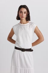 Springfield T-shirt sem mangas de bolinhas branco