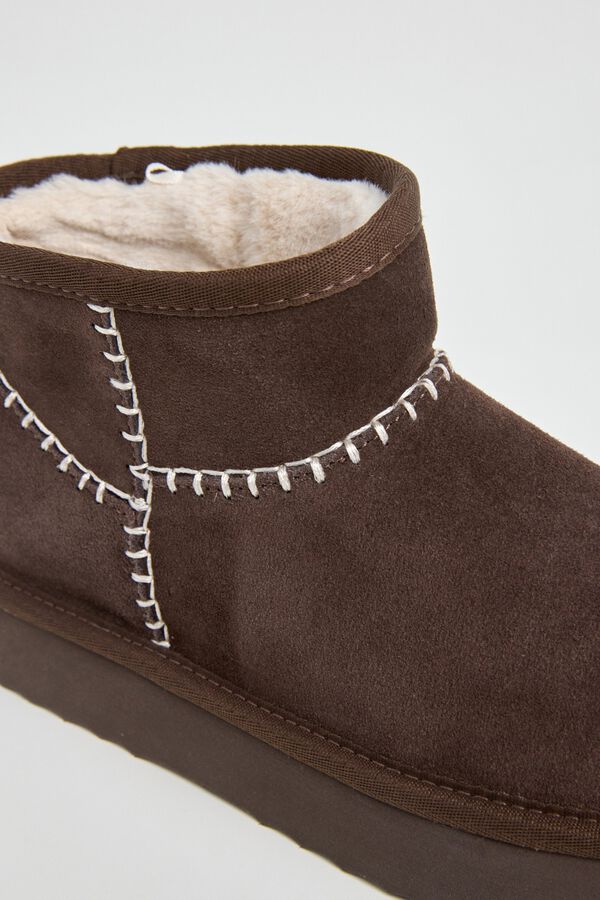 Pepe Jeans Botins de camur&ccedil;a com plataforma castanho