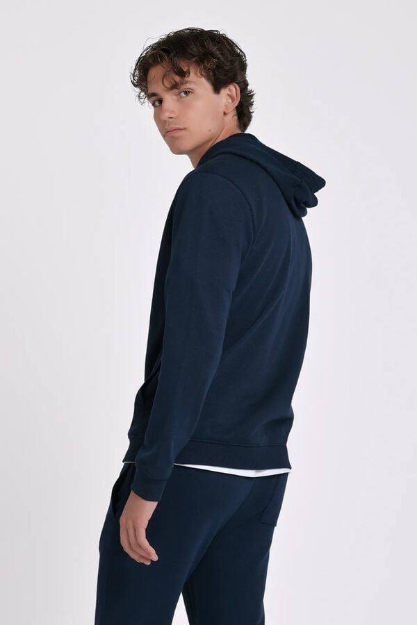 JVZ Sweatshirt com capuz e fecho-&eacute;clair azul