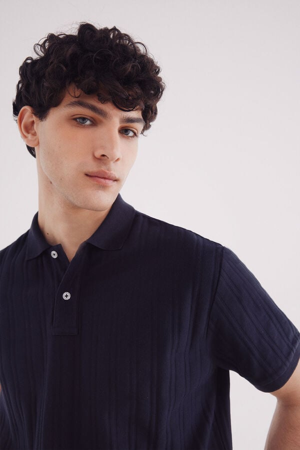 Springfield Polo de estrutura vertical de regular fit azul