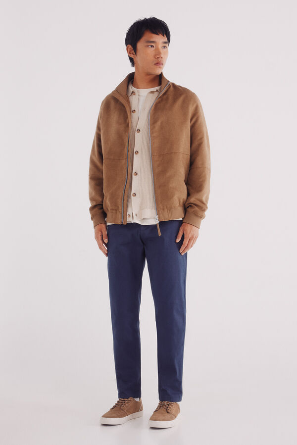 Springfield Slim fit micro-printed chinos pants blue