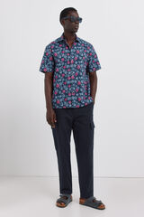 Springfield Cal&ccedil;as cargo em linho comfort slim fit azul