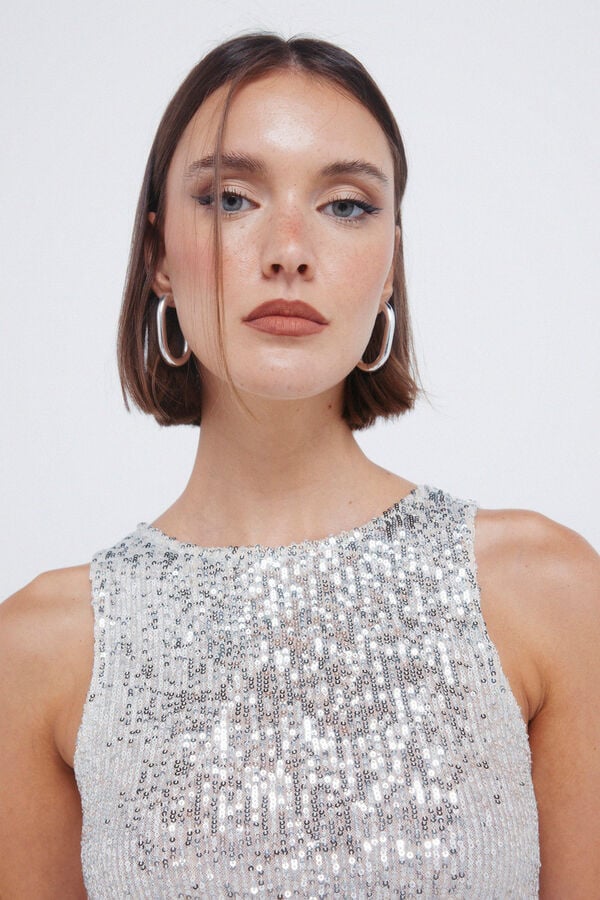 Springfield T-shirt de banho com lantejoulas cinzento