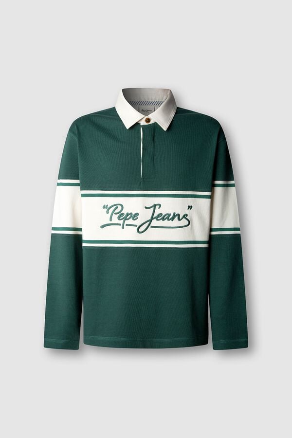 Pepe Jeans Polo de rugby com pain&eacute;is verde