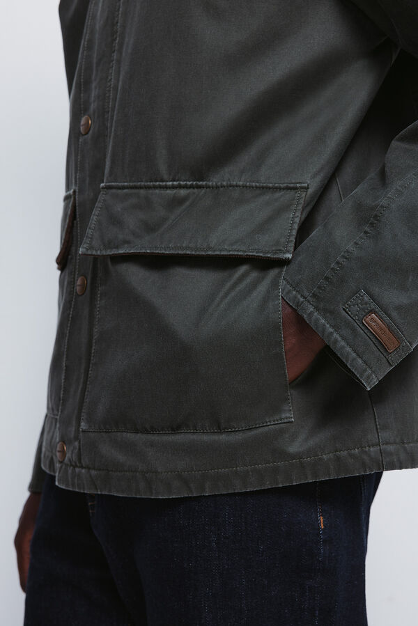 Springfield Parka curta com gola de veludo cotelê estampado