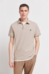 Springfield Polo piqu&eacute; punho em contraste slim fit cru
