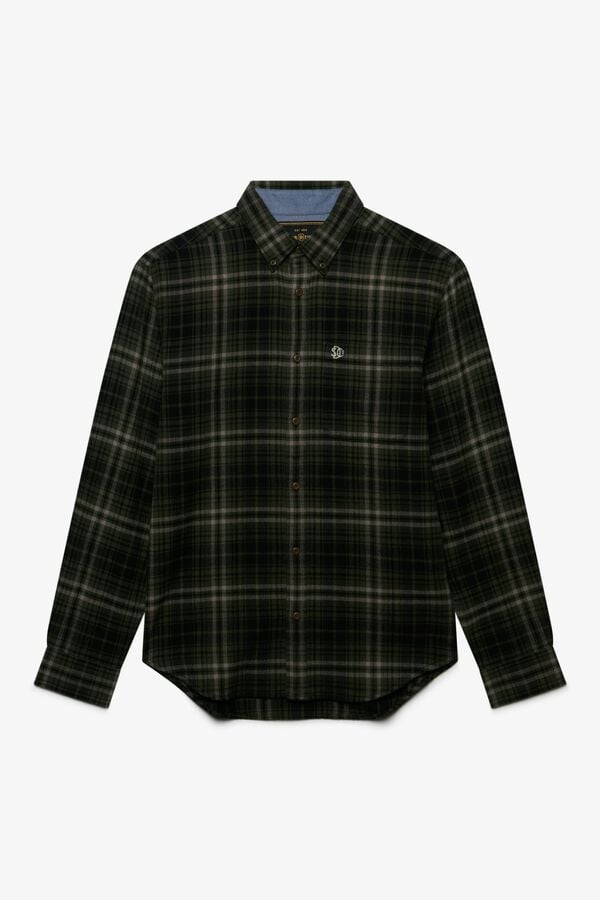 Superdry Camisa de manga comprida aos quadrados verde