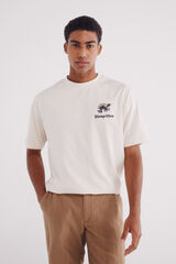 Springfield Camiseta bordado étnica branco