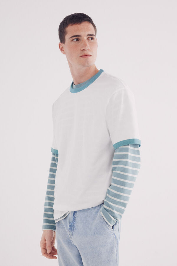 Springfield Camiseta Contraste bege