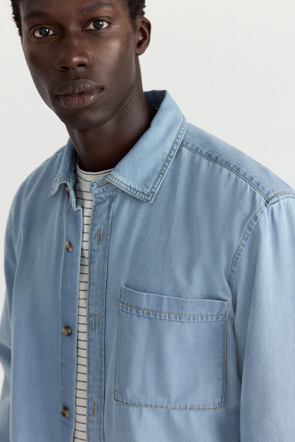 Springfield Camisa jeans overshirt fit azul