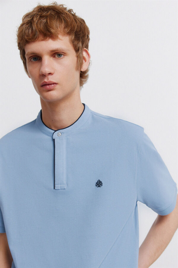 Springfield Polo em piqu&eacute; gola mao slim fit azul