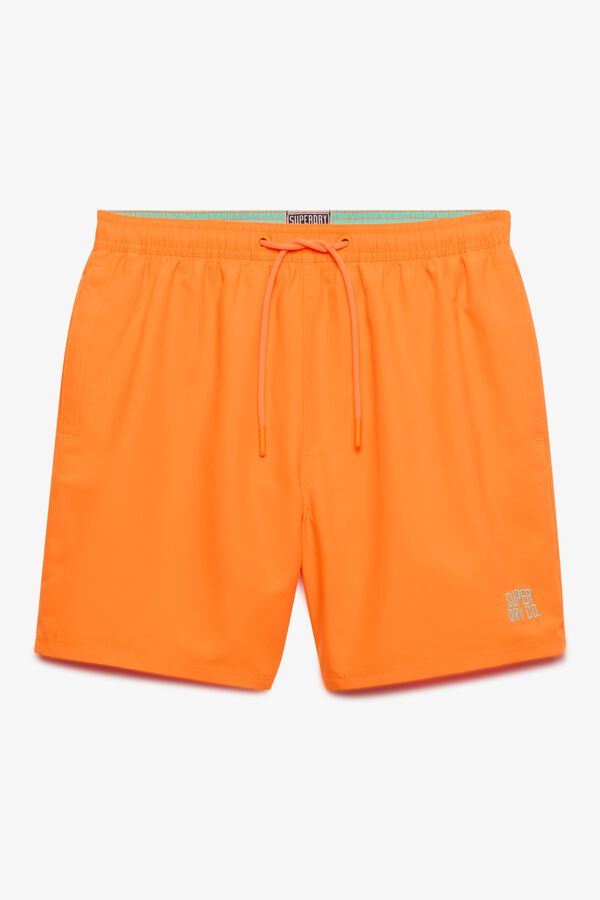 Superdry Fato de banho liso b&aacute;sico com logo vermelho