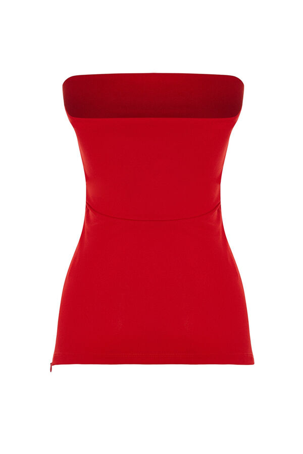 Trendyol Top com abertura palavra de honra vermelho