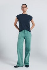 Springfield Calça jeans culotte com tachas verde