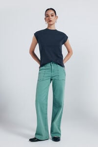 Springfield Calça jeans culotte com tachas