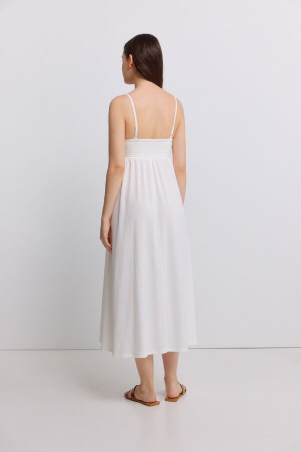 Springfield Vestido midi de al&ccedil;as em crochet branco