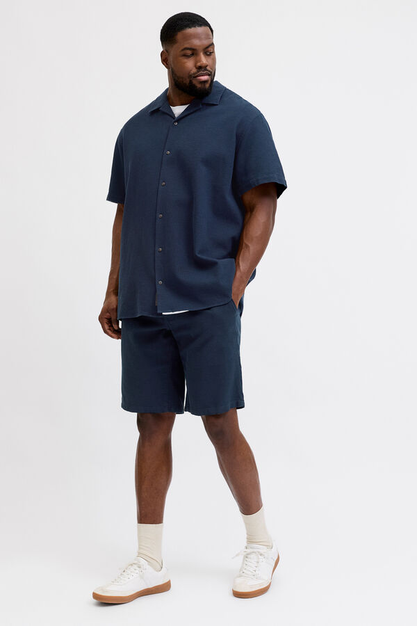 Jack & Jones PLUS Cotton loose fit Bermuda shorts blue