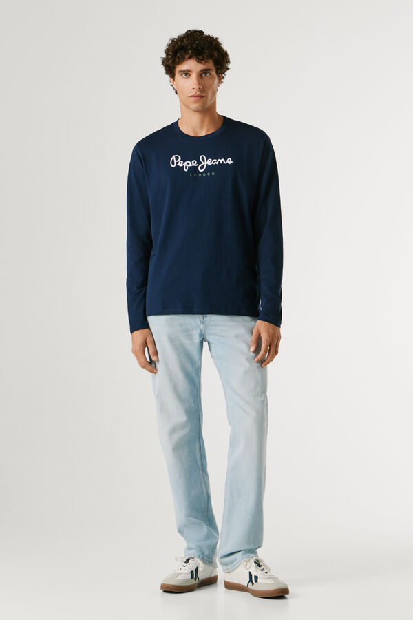 Pepe Jeans T-shirt de manga comprida com logo azul