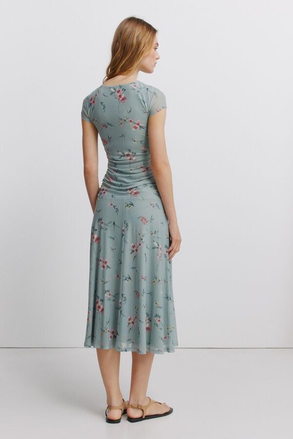 Springfield Vestido midi com franzidos verde