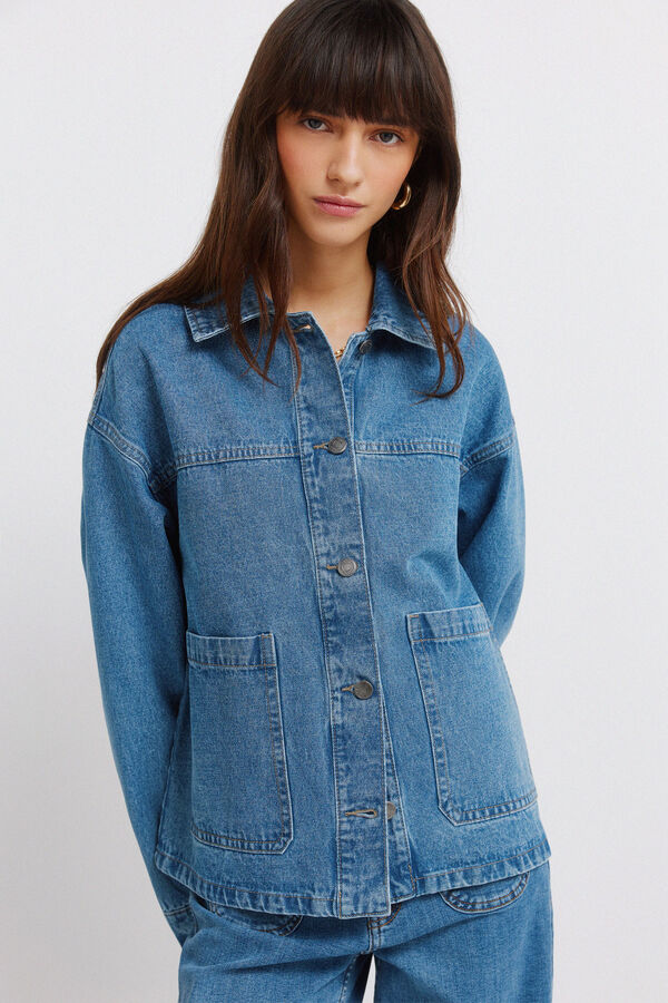 Springfield Chaqueta denim oversized azul