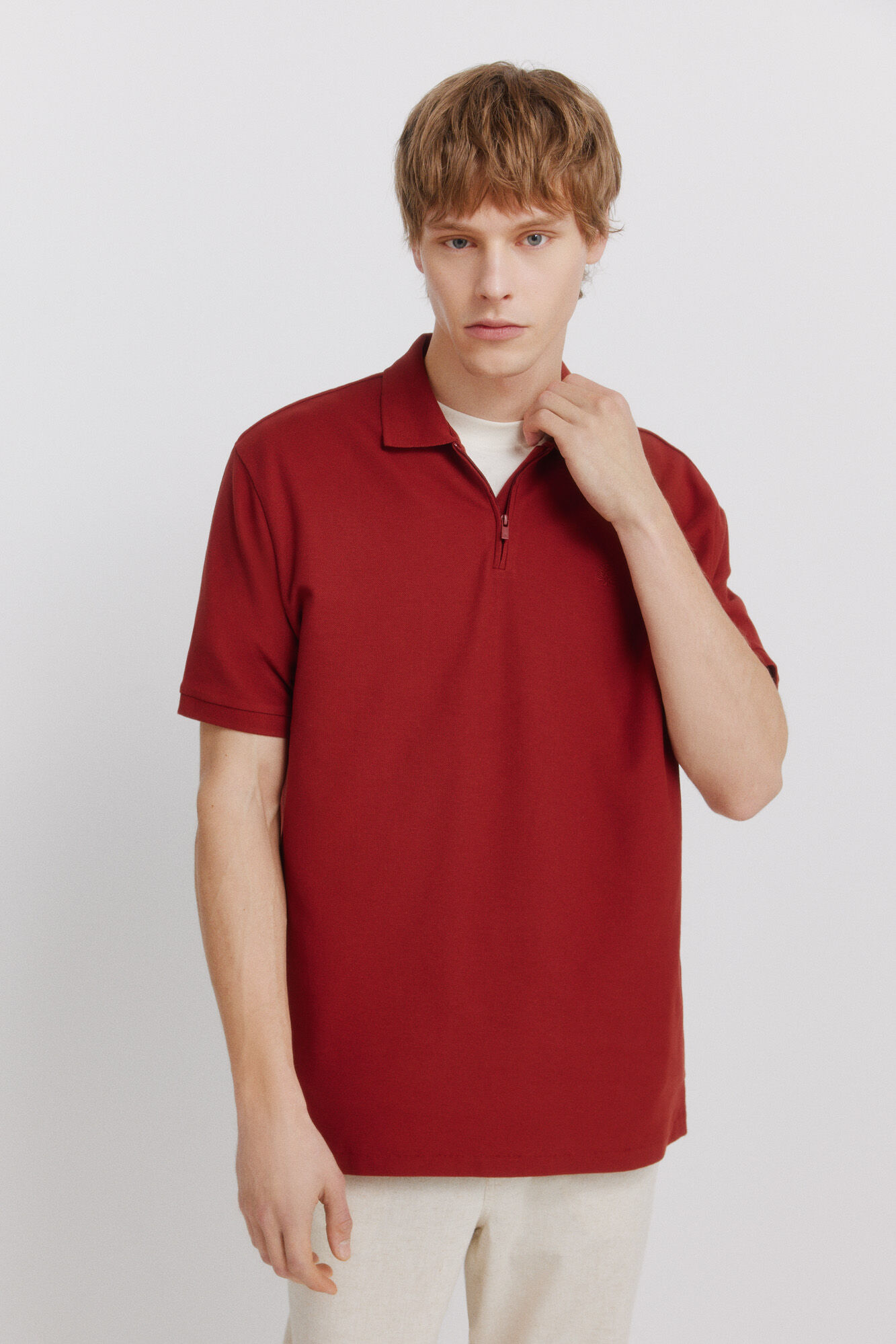 Springfield Polo piqu&eacute; fecho-&eacute;clair regular fit