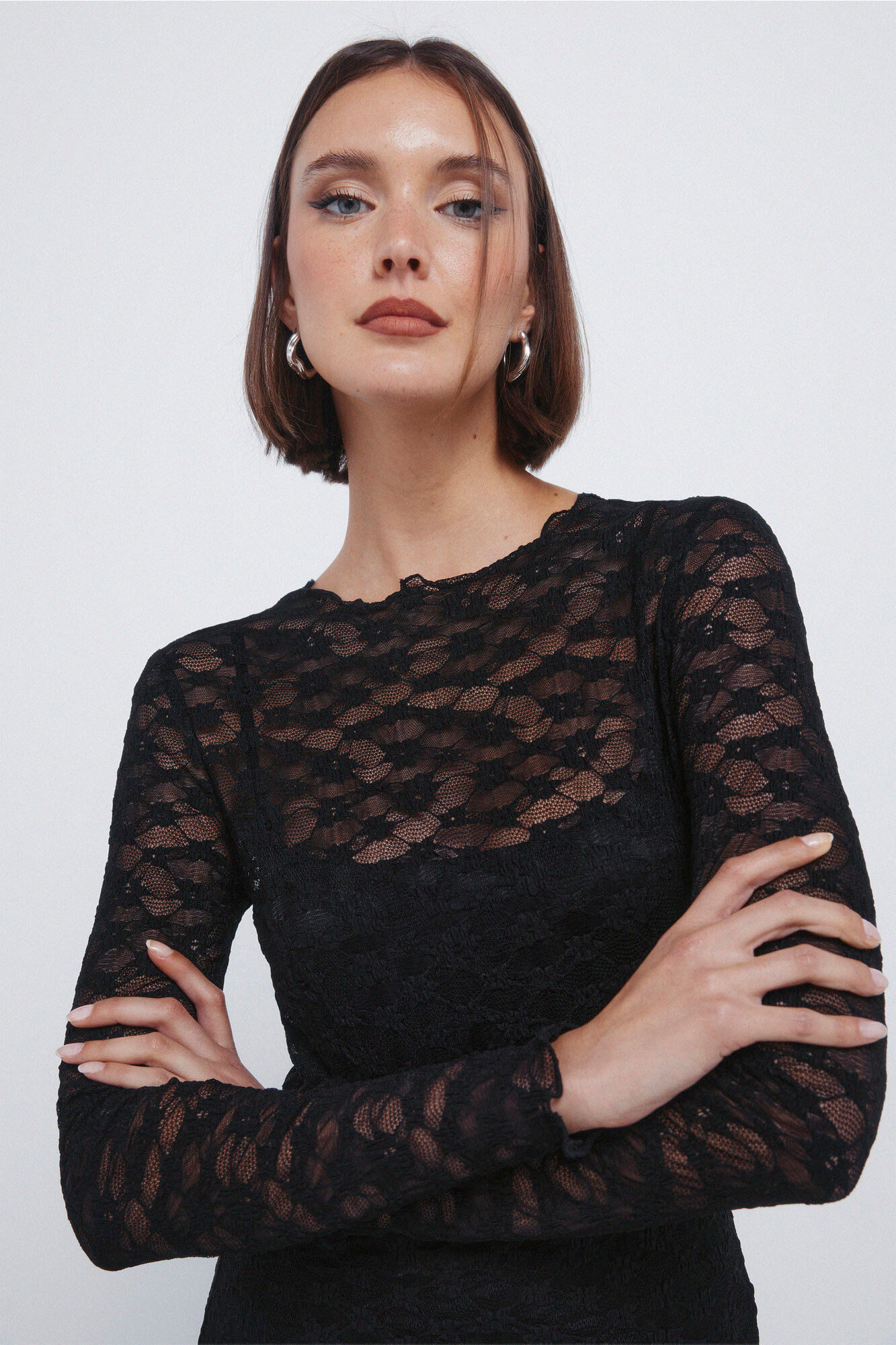 Springfield Vestido midi de renda assim&eacute;trico