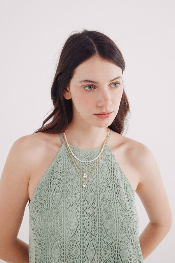 Springfield crochet de halter com decote verde