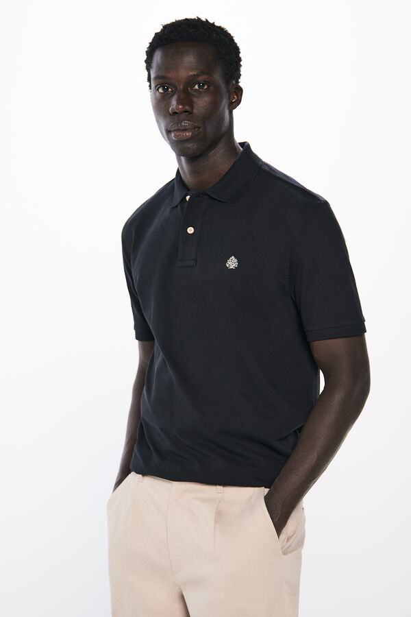 Springfield Essential regular fit piqué polo shirt black