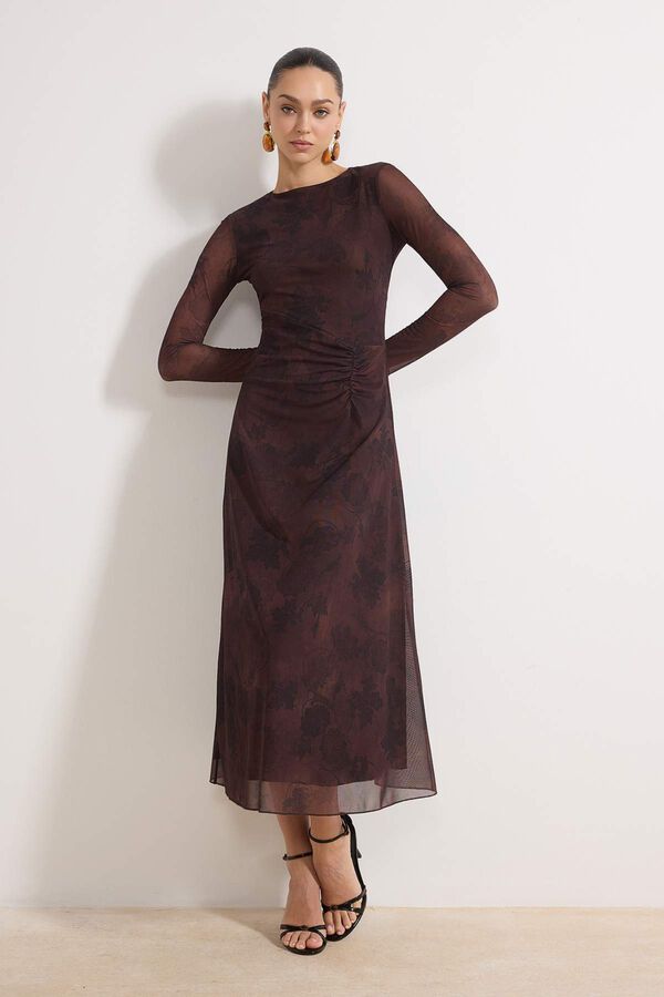 Trendyol Vestido comprido estampado cru