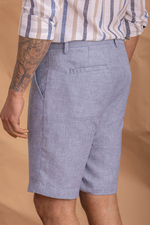 Celopman Bermuda Casual Lino azul
