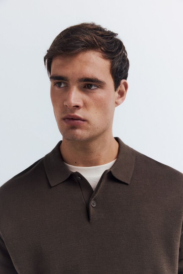 Springfield Polo shirt neck jumper with buttons nude