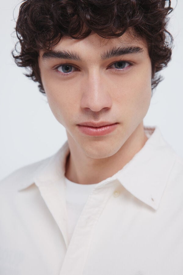 Springfield Camisa de micro veludo cotelê branco