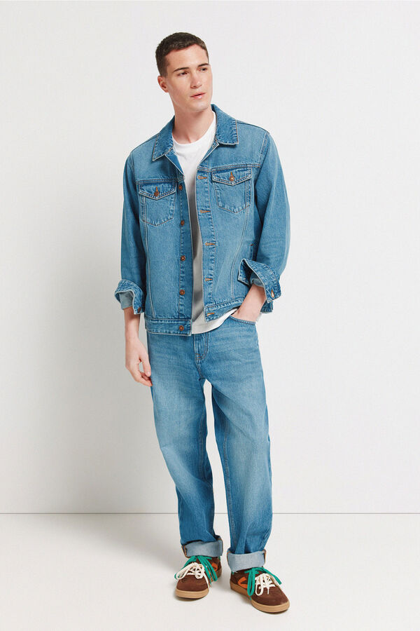 Springfield Blus&atilde;o de ganga com lavagem m&eacute;dio escura azul