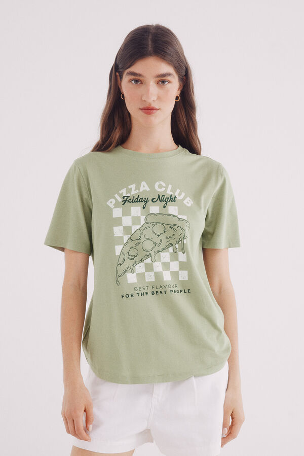 Springfield Camiseta "Clube da Pizza" bege
