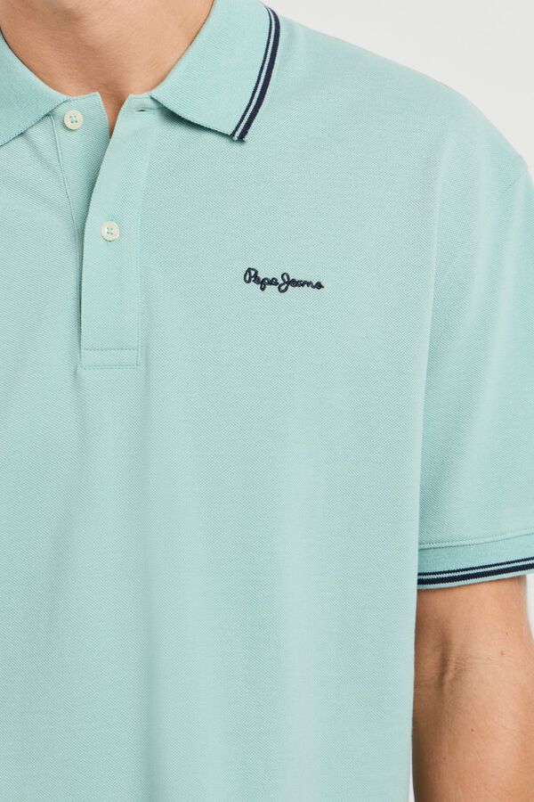 Pepe Jeans Polo piqu&eacute; regular com logo azul