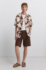 Springfield Bermudas de linho cargo comfort fit castanho