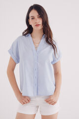 Springfield Camisa Oxford de manga curta azul