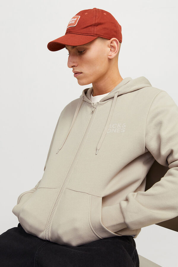 Jack & Jones Sweatshirt b&aacute;sica com fecho-&eacute;clair cinzento