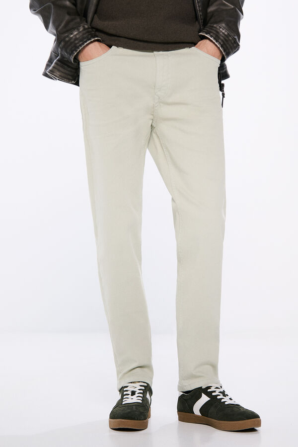 Springfield Calça slim fit lavada colorida bege