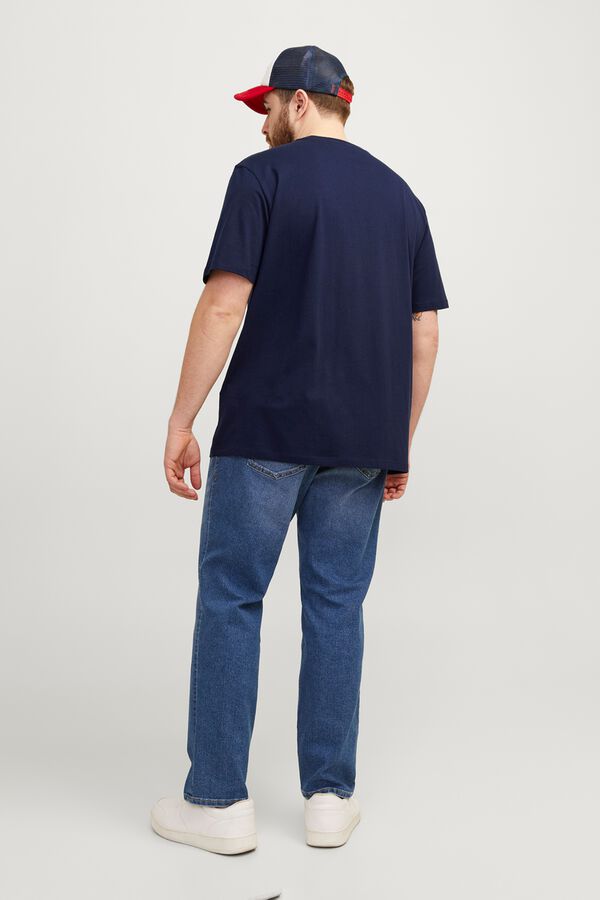 Jack & Jones PLUS T-shirt bordada de manga curta azul