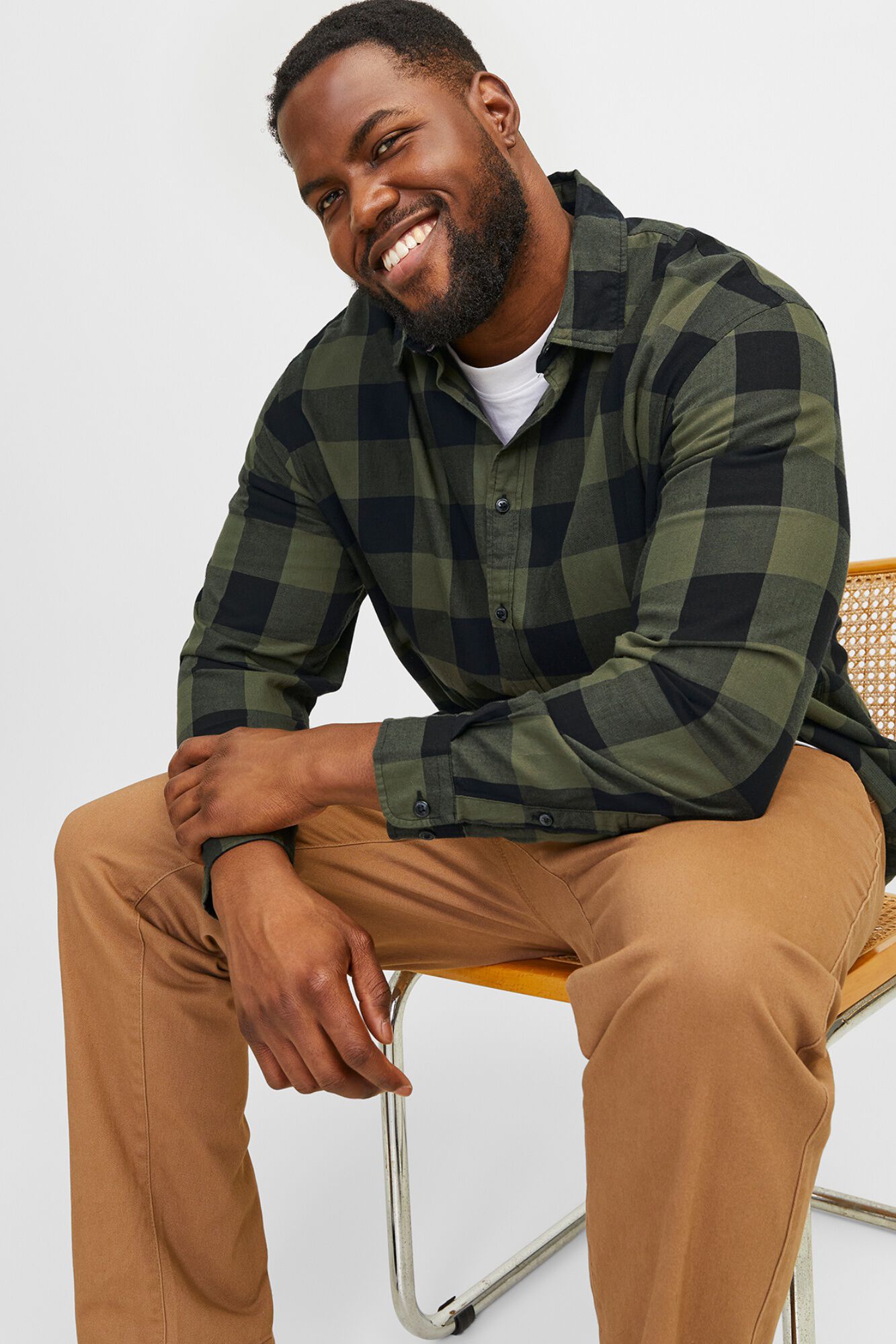 Jack & Jones PLUS Camisa de algod&atilde;o org&acirc;nico manga comprida