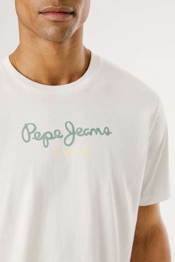 Pepe Jeans Camiseta de manga curta com logo frontal. branco