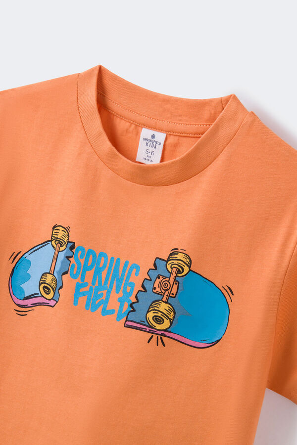 Springfield T-shirt print skate menino vermelho