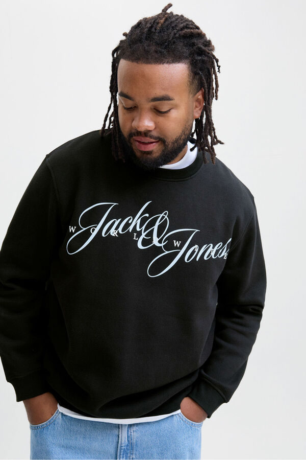 Jack & Jones PLUS Sweatshirt com logo frontal preto