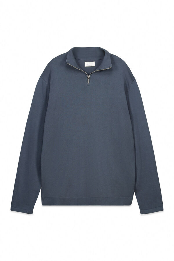 Springfield Camisola b&aacute;sica com fecho de fecho-&eacute;clair azul